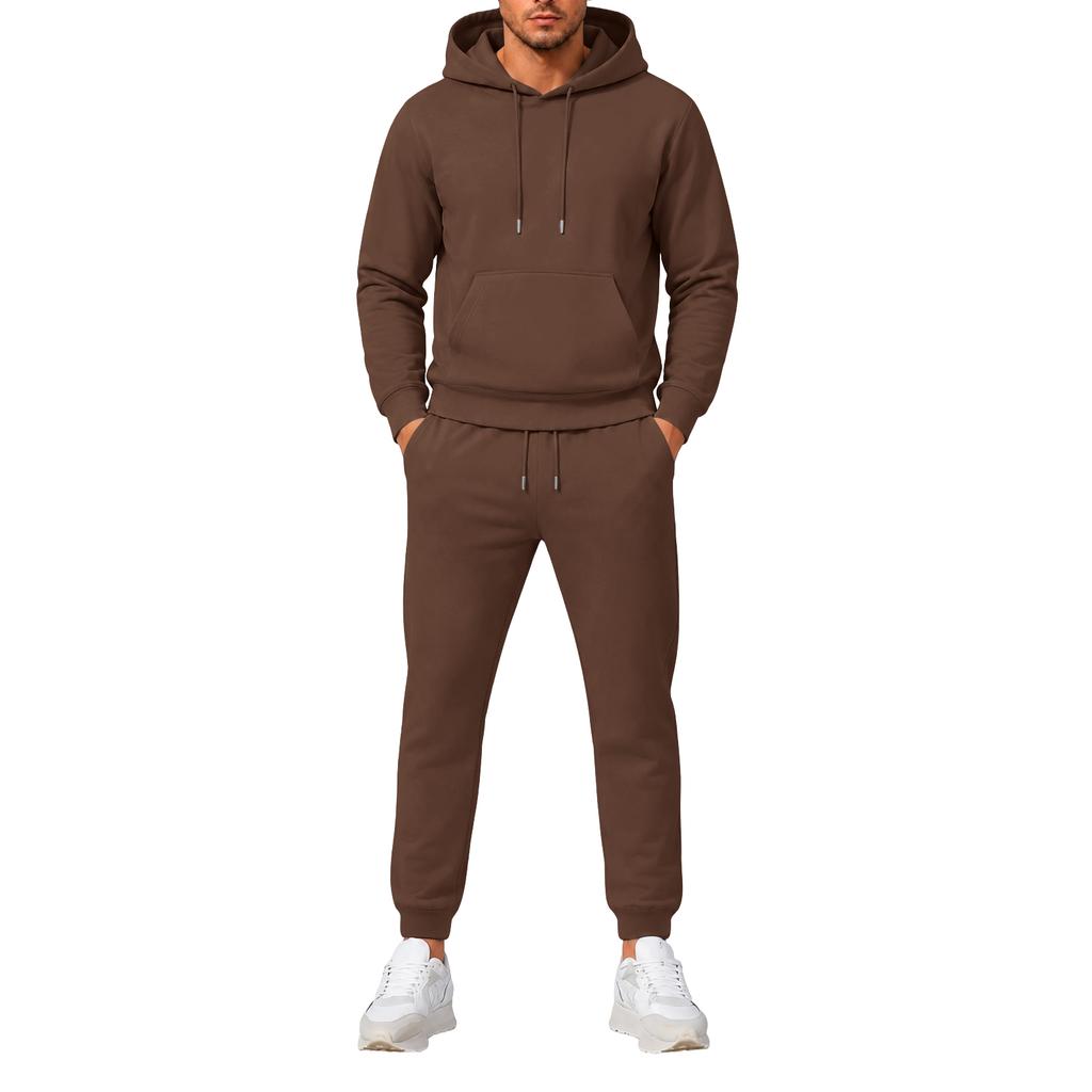 Men's Hooded Sweatshirt and Sweatpants Set Versatile Casual Athletic Outfit