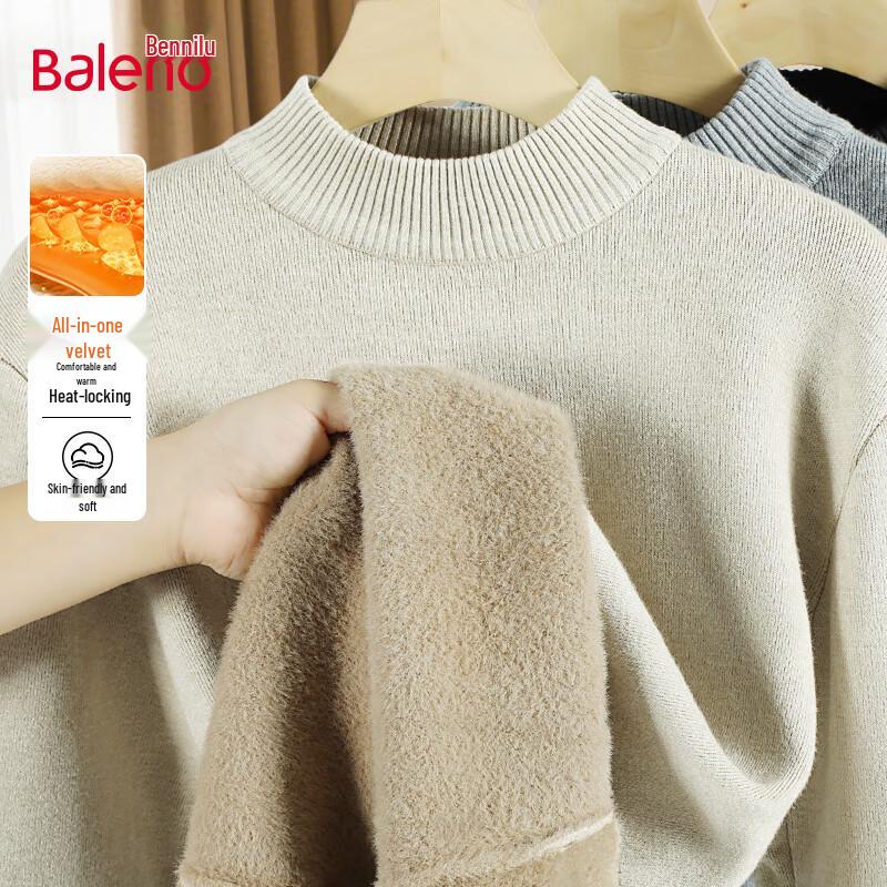 

Baleno Men s Winter Semi-High Neck Fleece Knit Sweater 2XL