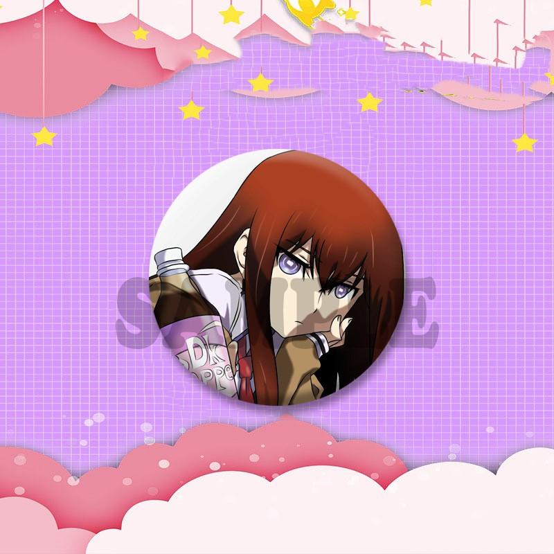 Kurisu Makise Mayuri Shiina Rintaro Okabe Cartoon Round Badge Anime Steins Gate Brooch Clothing Backpack Accessories Lapel Pins