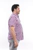 Men's Plus Size Plus Size Shirt Men's Plus Size Navy Blue-Brick Plaid Lycra Button Collar Short Sleeve Shirt
