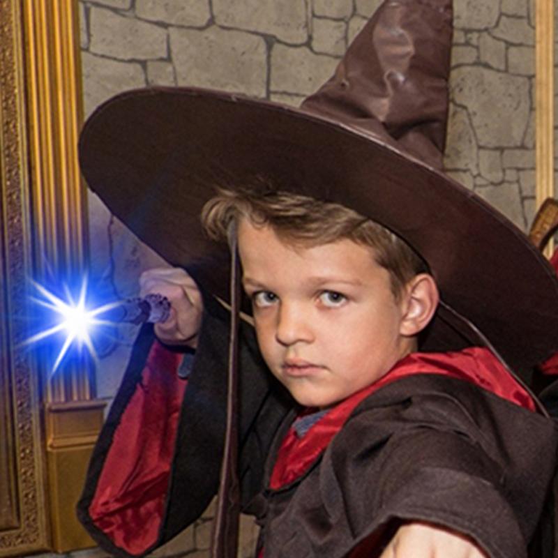 Children Light Up Wizard Wands Sound Illuminating Toy Wizard Hat Halloween Pretend Play Game Party Playhouse Toys for Kids TMZ