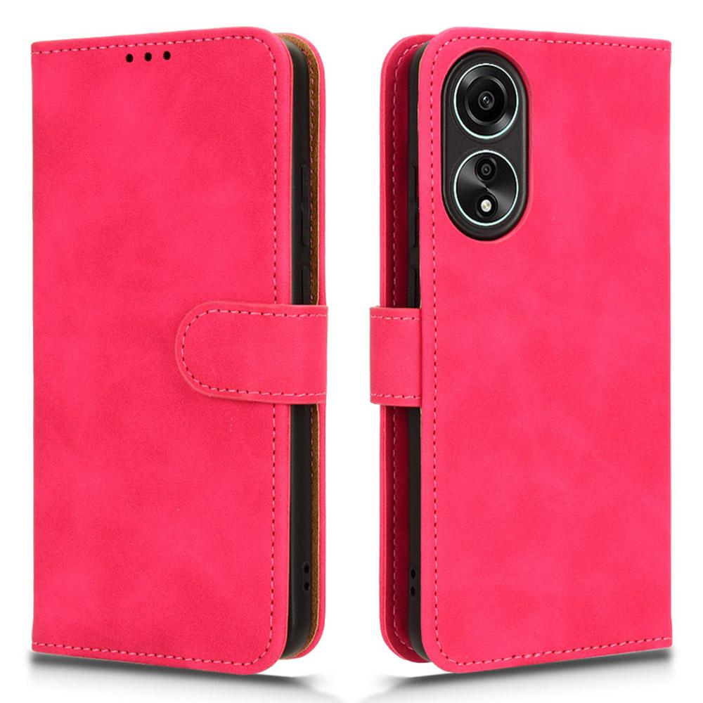 

For Oppo A58 4G Skin-touch Feeling Phone Case Wallet PU Leather Full Protection Phone Stand Cover Rose