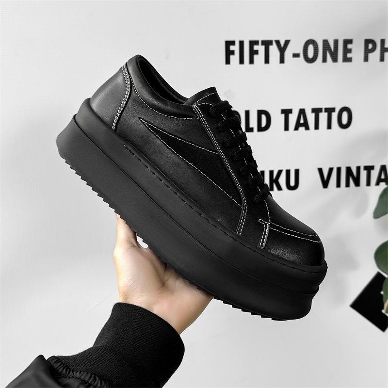 

New dark high street style low-top board shoes thickened sports thick sole niche design trendy shoes 38 чёрный
