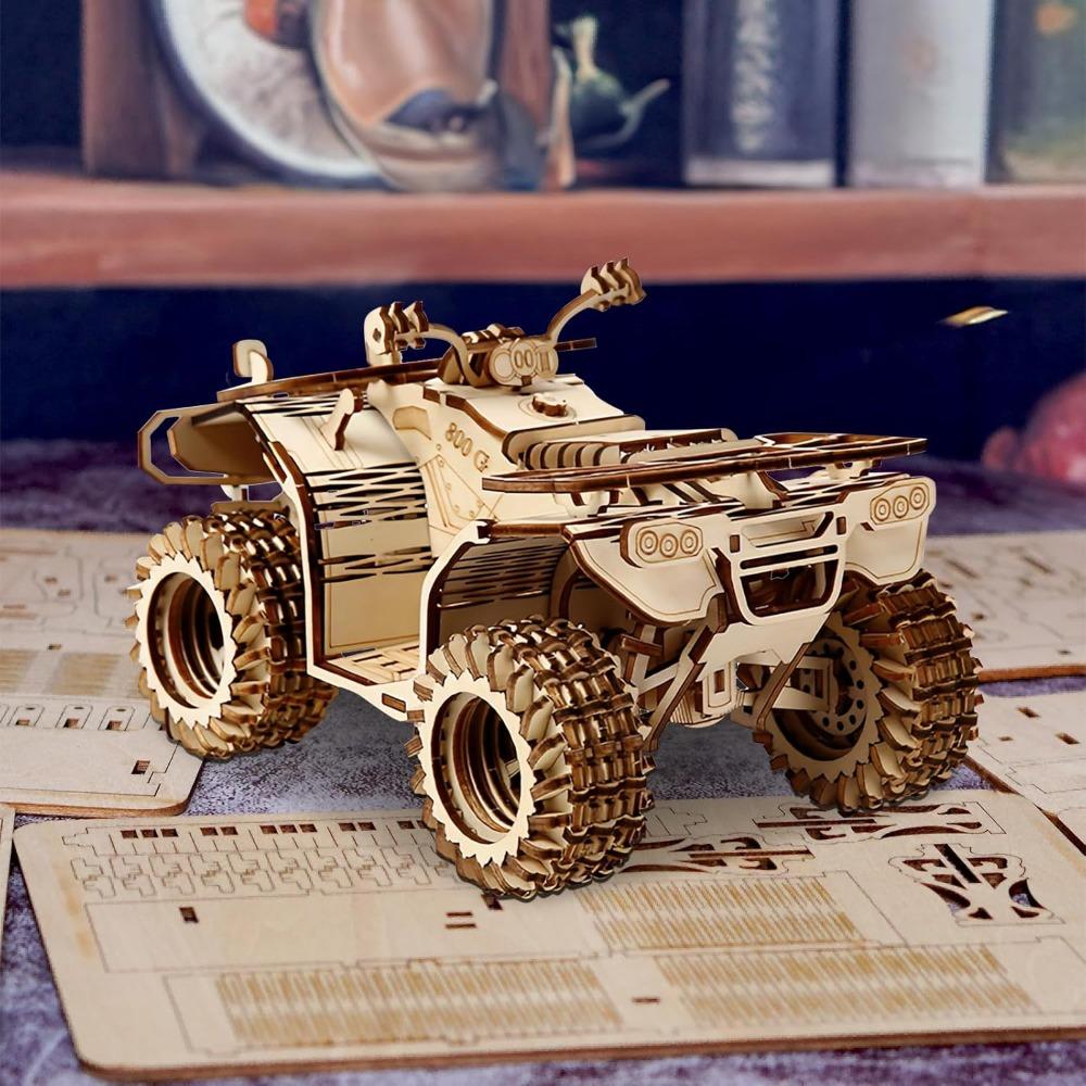 3D Wooden Puzzle for Adults Mechanical Beach Car DIY Vehicle Model Building Kit Handicraft Wood Craft Toy Birthday Gift for Kids