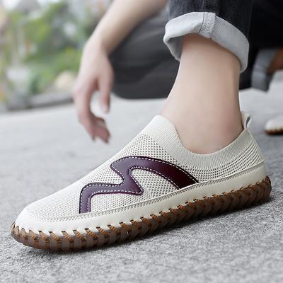 Men's Handmade Sneakers Slip On Loafers Breathable Mesh Casual Shoes Men's Driving Flats Summer
