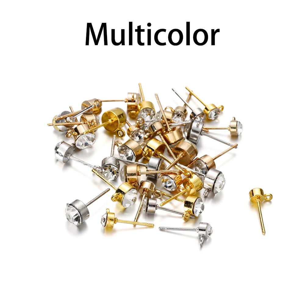 50 Stück/Lot 4 5 6 mm klare Strass-Ohrstecker Ohrstecker mit Schlaufe passend für DIY-Ohrringe, Schmuckherstellung, Zubehör