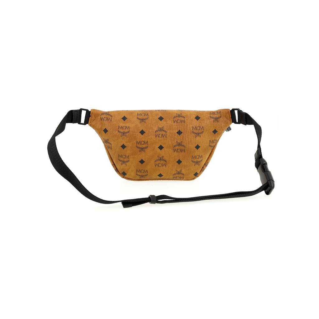 New MCM Fursten Visetos Artificial Leather Sling Bag, Fanny Pack Mini Men's Brown Cognac MMZCAFI01CO001