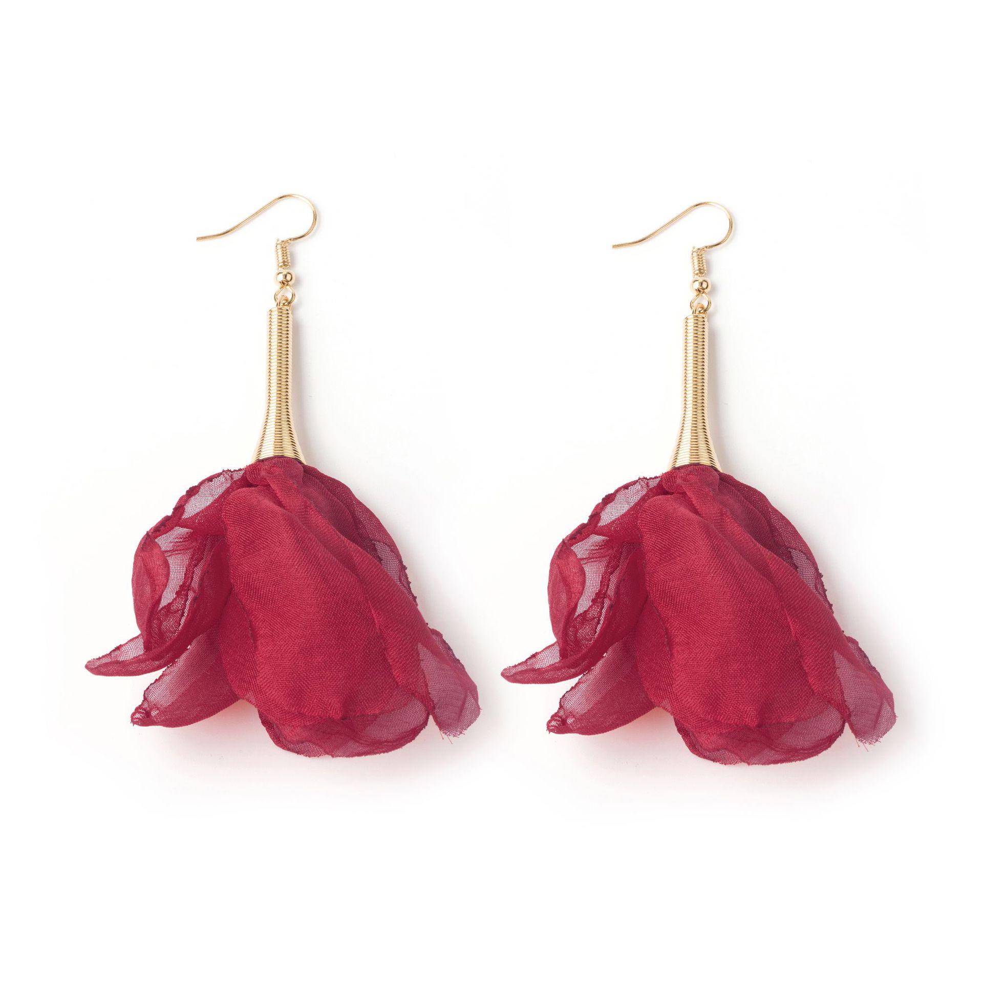 

Серьги-цветы Dongdaemun Lace Mesh с жемчугом темно-красного