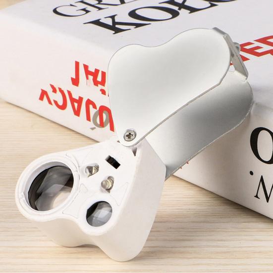 Mini Magnifier Dual Lens 30X 60X Jewelry Lens Loupe Magnifying Glass with LED