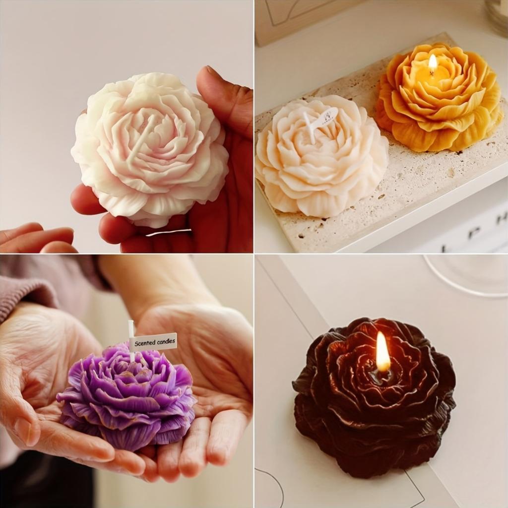 1/3/5Pcs 3D Peony Silicone Mold Set, S/M/L DIY Candle & Soap Molds for Wax, Resin, Plaster, Valentine/Wedding Decor
