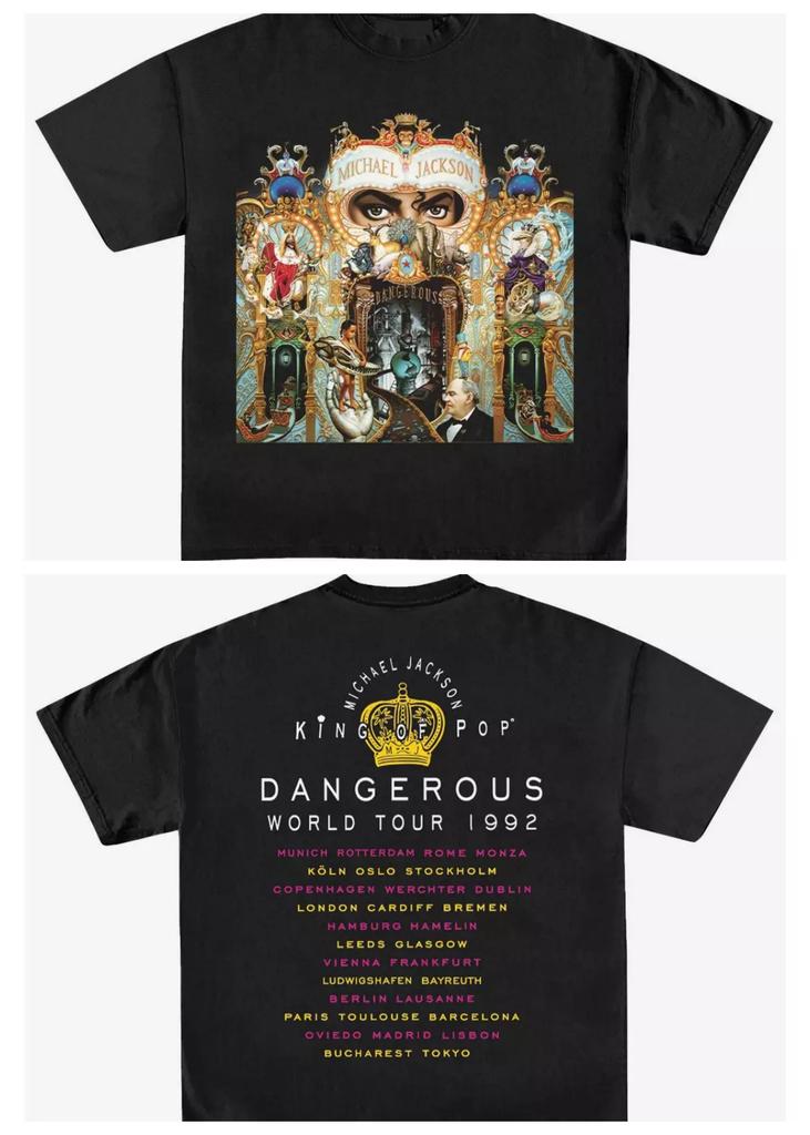 Retro Michael Jackson Double Sided Portrait Tee 90s Pop Hip Hop Streetwear Unisex Short Sleeve Nostalgic Singer Fan T Shirt Y2k