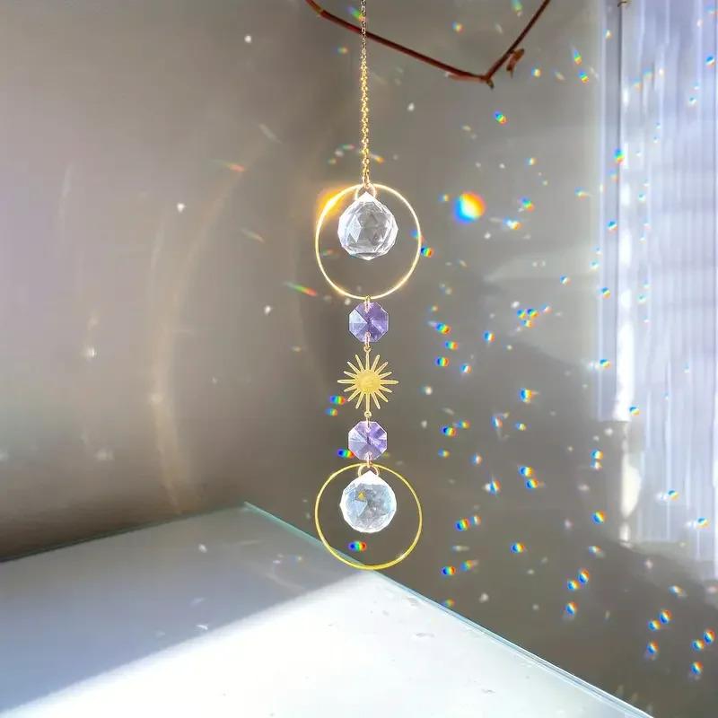 1pc Hanging Crystal Sun Catcher - Wind Chime Pendant for Wedding Parties, Home Decor, Photo Props & Outdoor Use