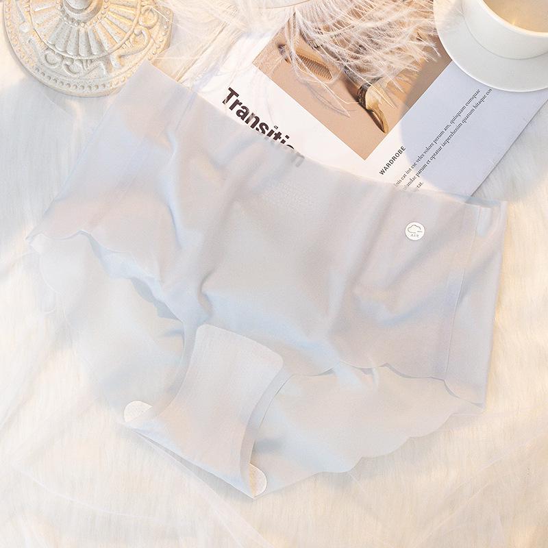 Ultra-Thin Solid Color Ice Silk Mid-Waist Breathable Summer Panties for Women