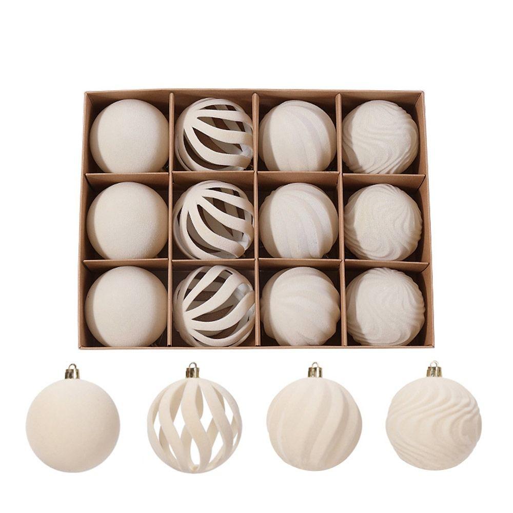 9/12/30 Pcs/set flannel Christmas Ball Set 6/8cm Red Xmas Ornament Ball Hanging Hollow-out Xmas Tree Hanging Pendant Xmas Tree