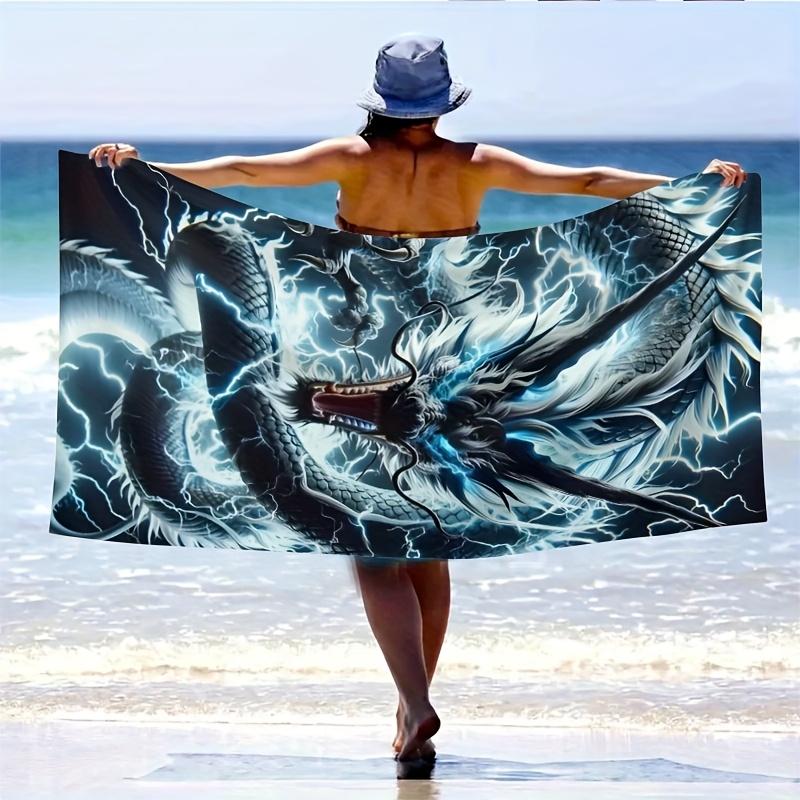 1 Stück Extra Groß 3 Größenoptionen Blitzdrachen-Design Strandtuch - Weiches, Saugfähiges & Schnelltrocknendes Polyester für Pool, Camping