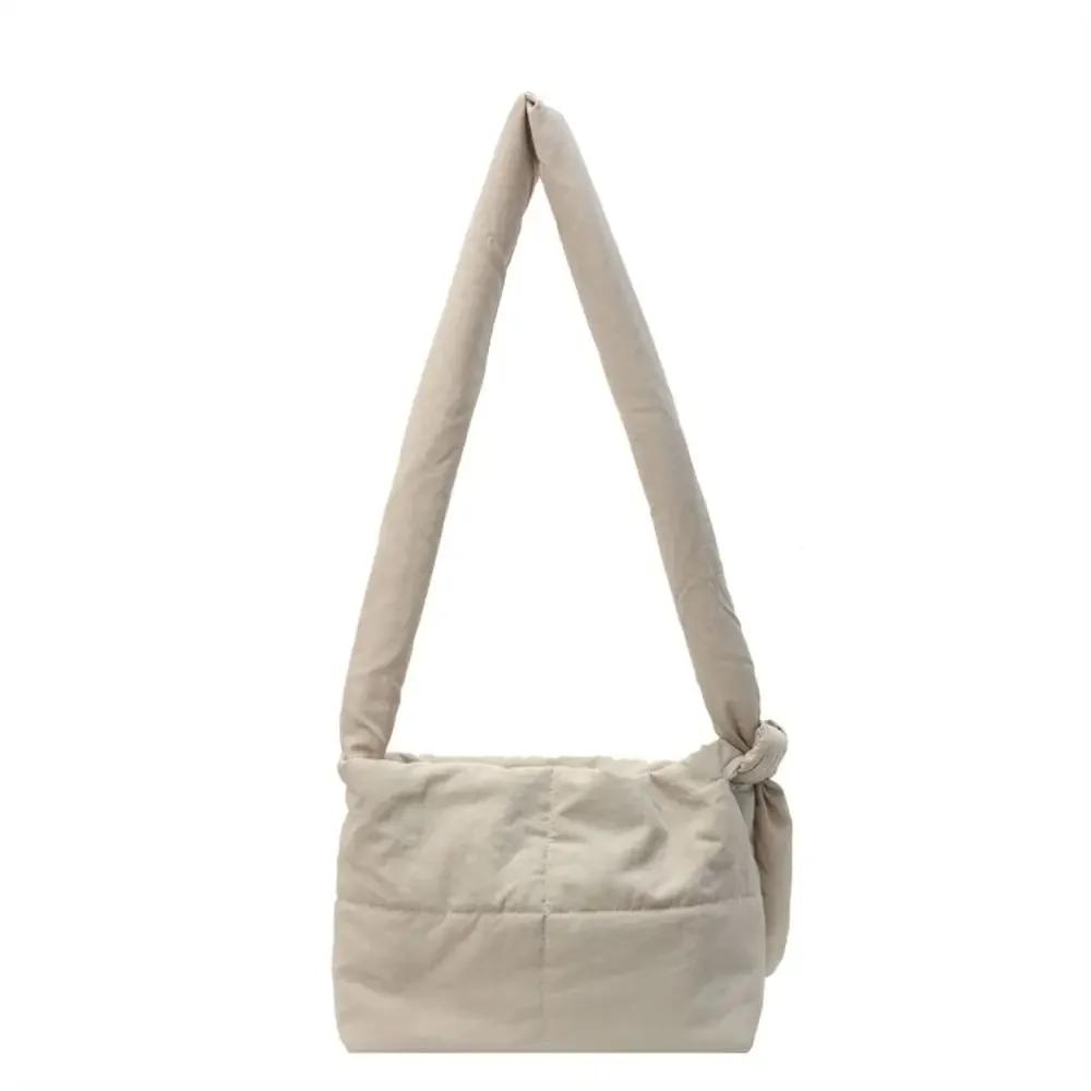 Solid Shoulder Messenger Bags Large Capacity Down Cotton Padded Shopping Bag Lightweight Quilted Totes for Women Girls
