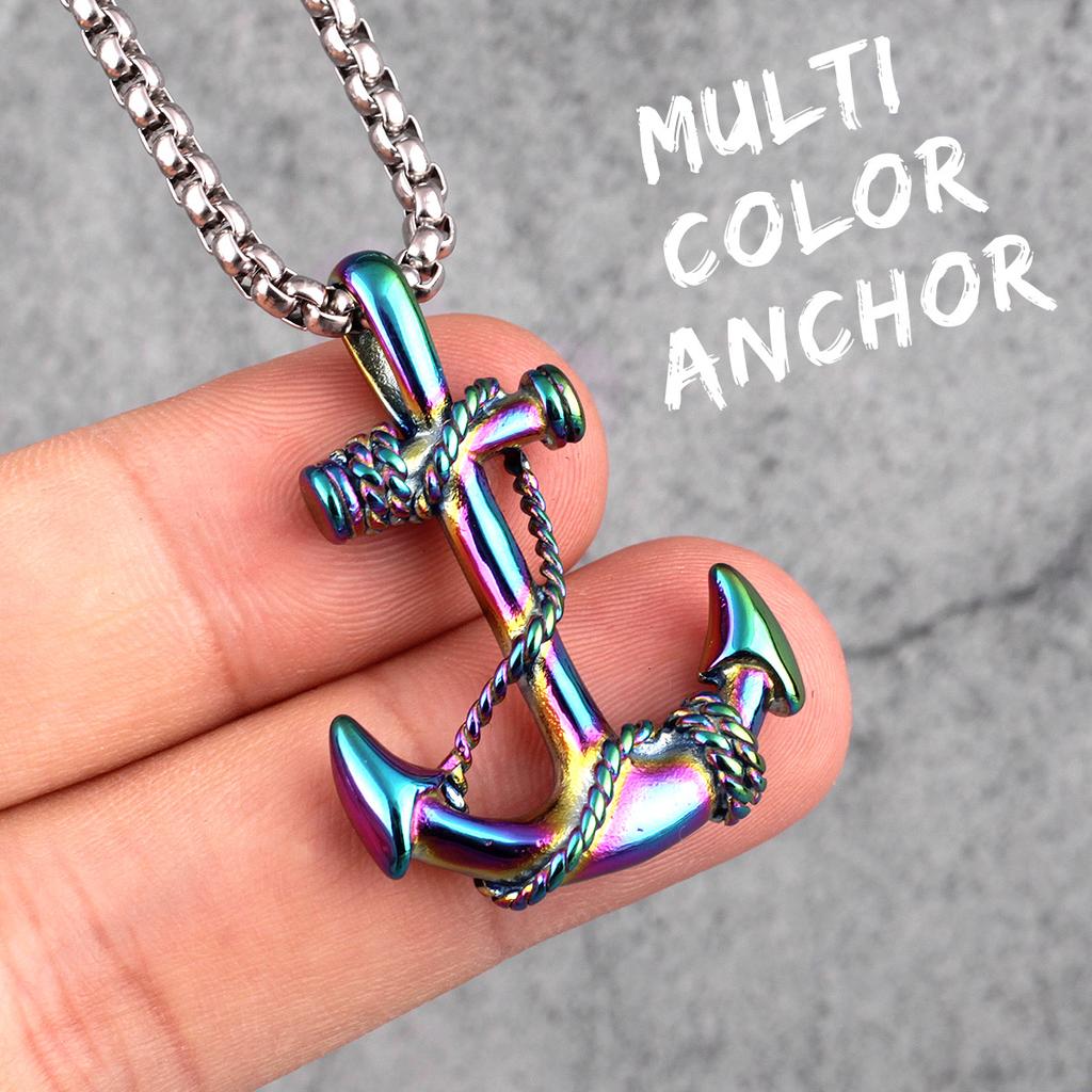 Stainless Steel Sea Anchor Sailor Man Men Necklaces Chain Pendants Punk Rock Hip Hop Unique for Male Boy  Jewelry Gift