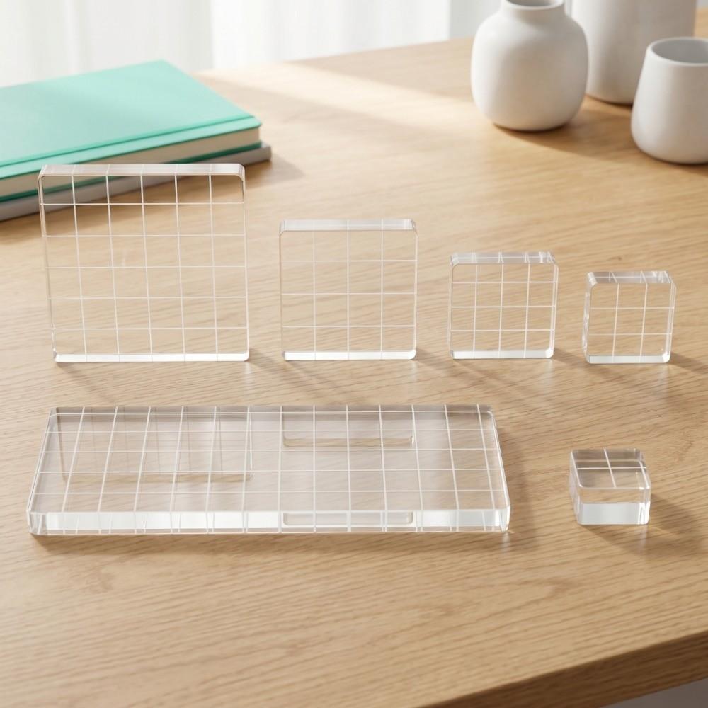 6Pcs High Transparency Acrylic Stamp Block Set DIY Non-Slip Stamp Block Set Multi-Purpose Multi-Size Set