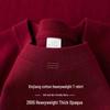 Wine Red Heavyweight Pure Cotton Short Sleeve T-Shirt, Thick Loose Half Sleeve, Small Collar Men's Plain Base Layer