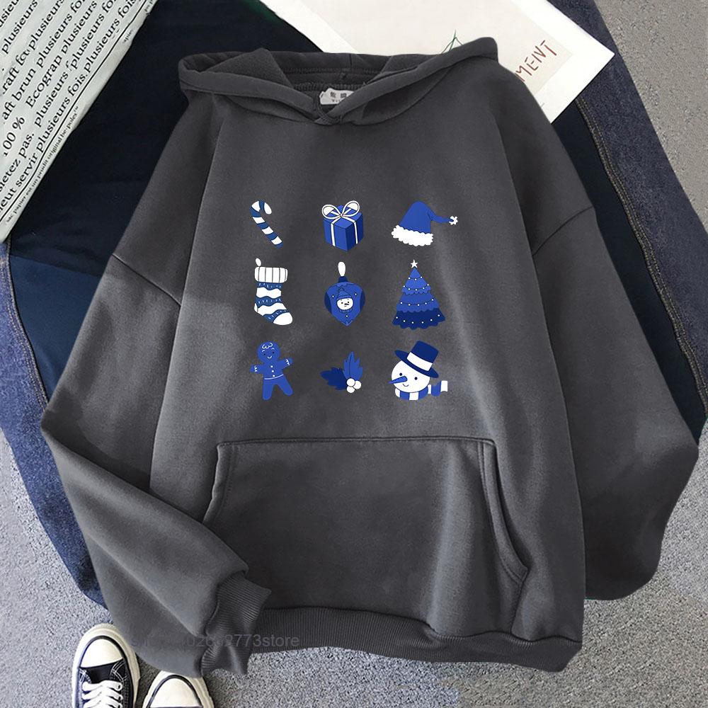 

Chinoiserie Print Hoodie for Women Blue and White Christmas Sweatshirt with Hooded Winter Fleece Clothes Men S