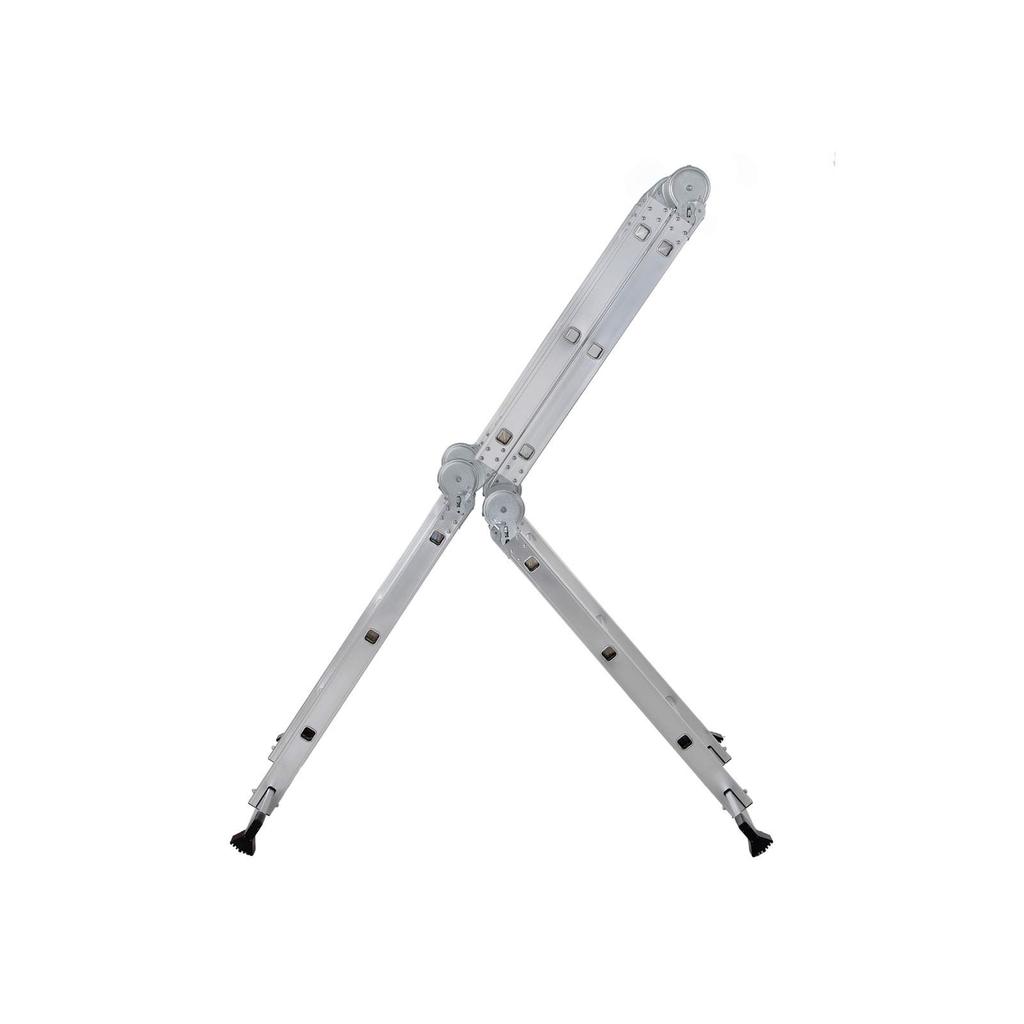 SONGMICS 3.5 M Ladder, Multi-Purpose Aluminium Ladder with 2 Metal Plates and 12 Steps, Articulated, Holds Up To 150 Kg, Silver