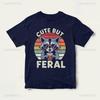 Cute But Feral Raccoon Toddler Tshirt Funny Raccoon Boy Girl Gift Trash Animal Tee Somebodys Feral Child Vintage Youth Clothes