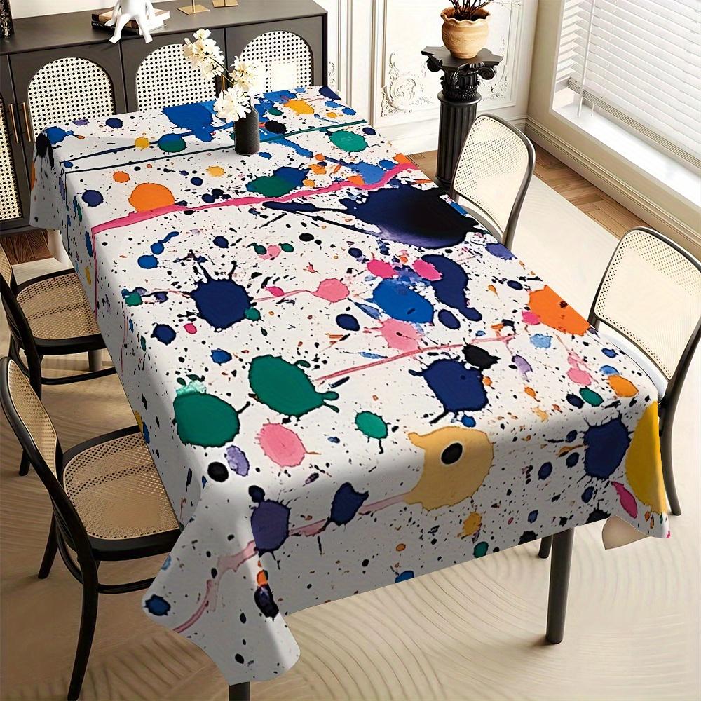 2D Flat Banner 2D Flat Square Tablecloth, 1pc Dopamine Polka Dot Pattern Tablecloth, Round Tablecloth, Home Dining Tablecloth, Suitable for Restaurant