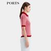 PORTS Women's Polo Neck Short Sleeve Knit Top