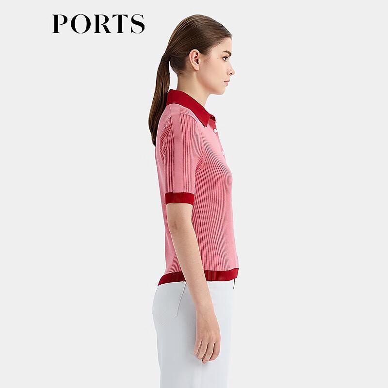 PORTS Women's Polo Neck Short Sleeve Knit Top