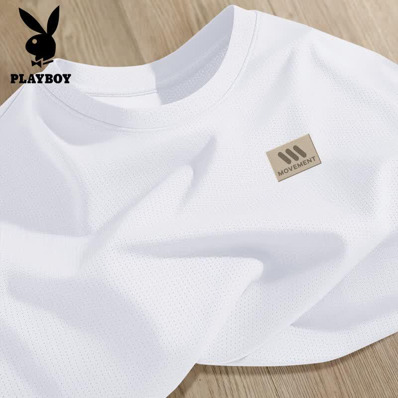 PLAYBOY Men's Ice Silk Quick-Dry Short Sleeve T-Shirt