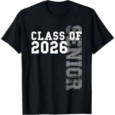 Class of 2026 Senior Graphic Tee Graduation Student Short Sleeve TShirt Casual Cotton