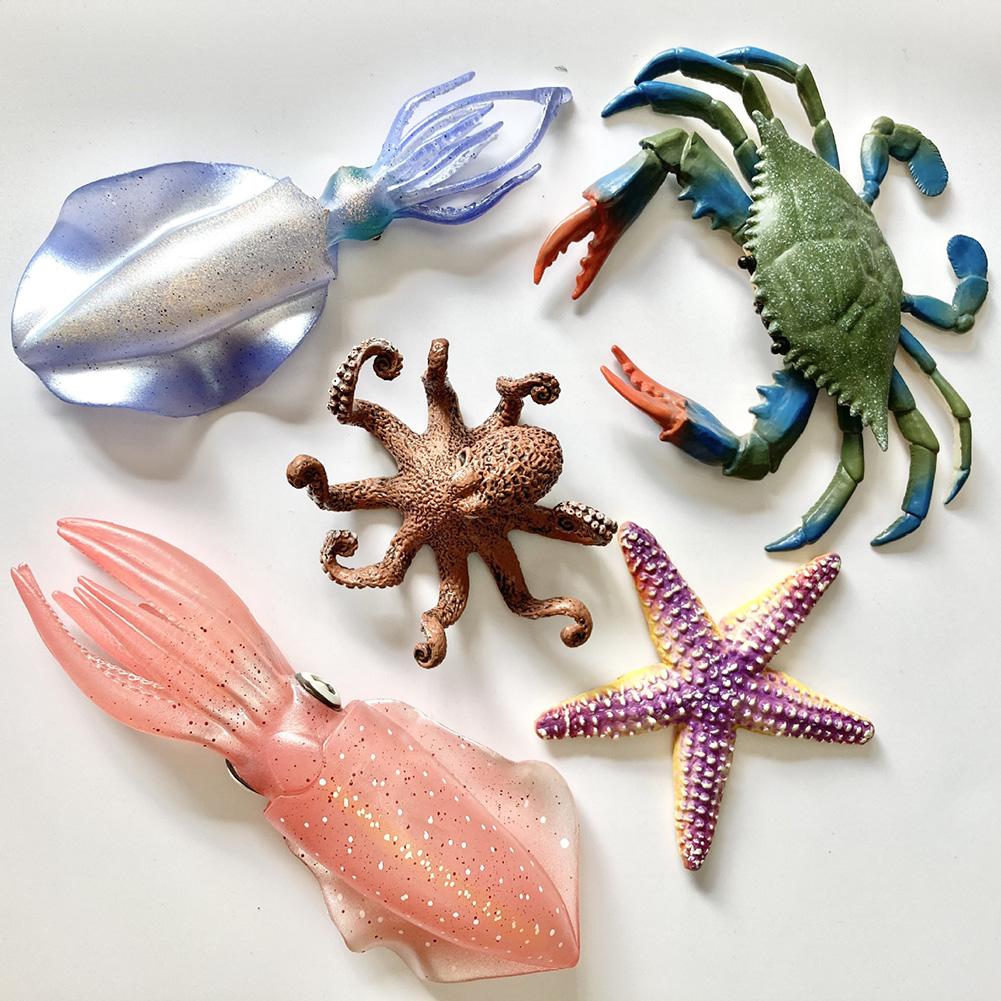 Simulation Octopus Crab for Kids Education Desktop Decor Collection Christmas Gifts Marine Figures Realistic Sea Animal Model