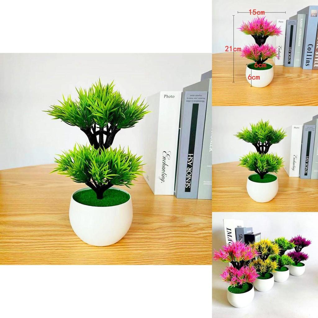 Plastic Artificial Green Plant With Double Layer Feathery Foliage For Home Decor And Office Display
