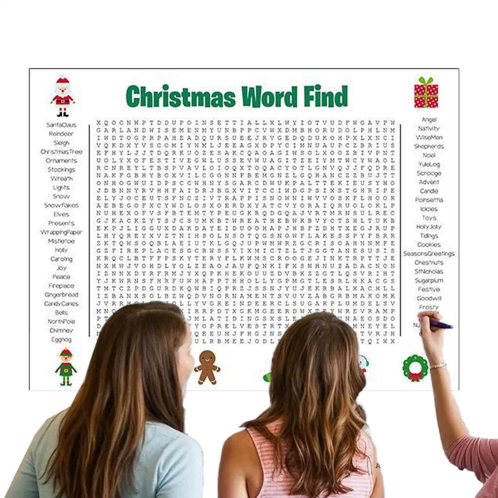 Świąteczna Zabawa Aktywność Rodzinna Gra na Przyjęcie Bożonarodzeniowe Plakat Gigantyczna Krzyżówka Świąteczny Plakat Krzyżówka Świąteczny Plakat Gra Ścienna