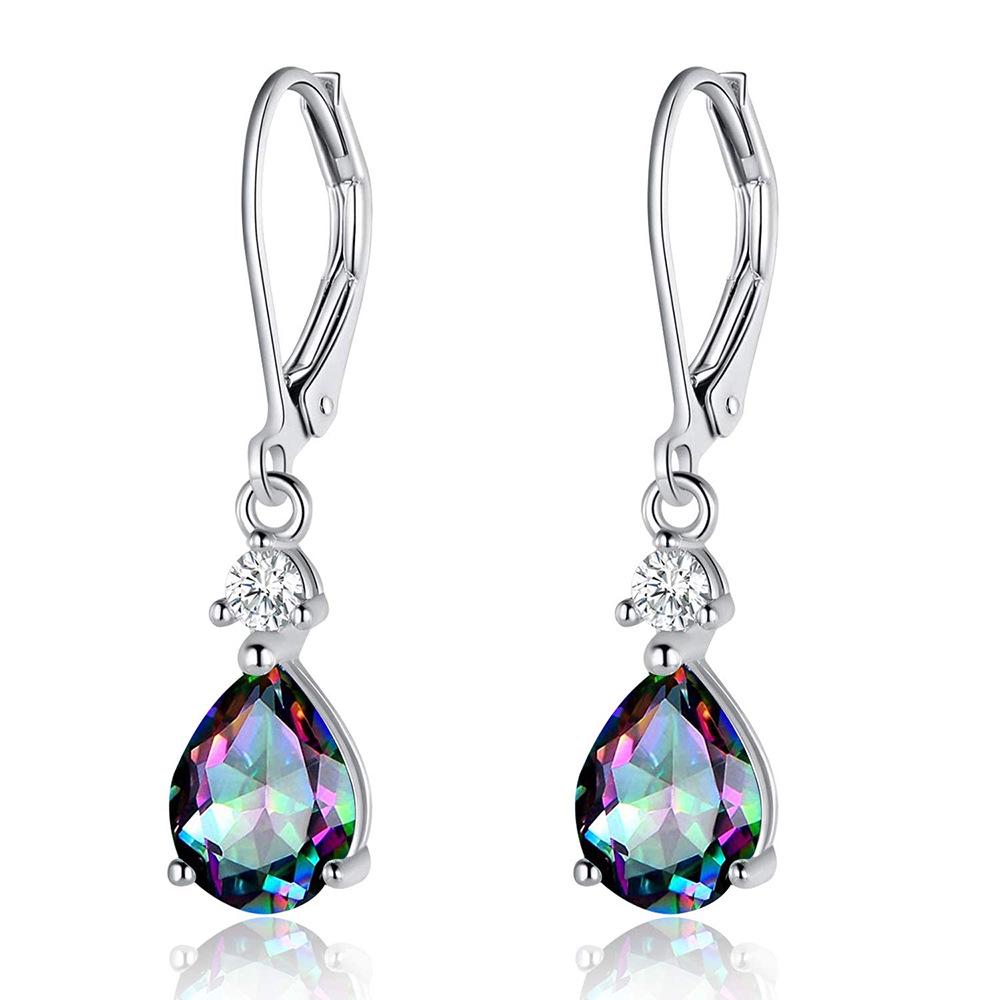 Elegant Light Luxury Water Drop Copper Cubic Zirconia Earrings for Women - Versatile and Stylish Ear Pendants Copper Inlaid Cubic Zirconia цветной