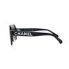CHANEL Colorblock Design Logo Temple Acetate Square Sunglasses Women's Black