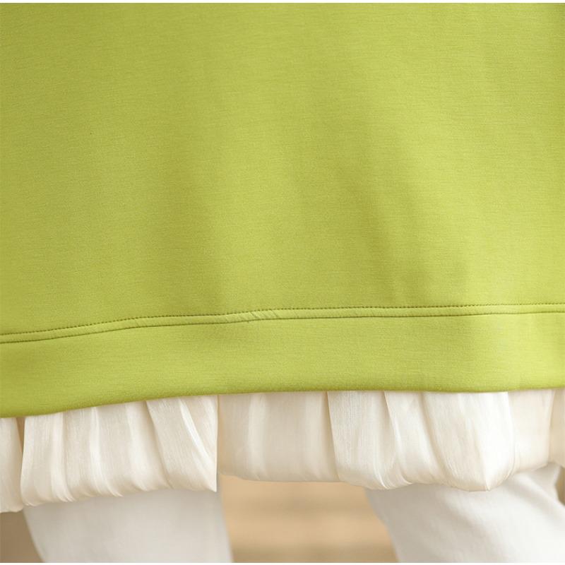 DIMANAF 2025 New Summer Plus Size T-Shirt Women O-Neck Short Sleeve Spliced Cotton Loose Tops Tees Maxi