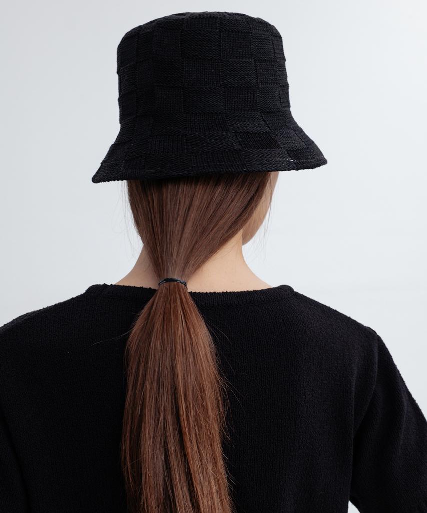 RE RHEE Checkered Pattern Bucket Hat Bk