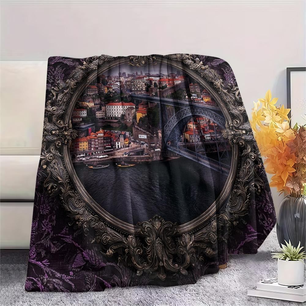 1Pc Alien Earth Print Flannel Blanket, High Quality Comfortable for All Seasons, Home Decor, Warmth and Comfort, Perfect for Christmas Gifts
