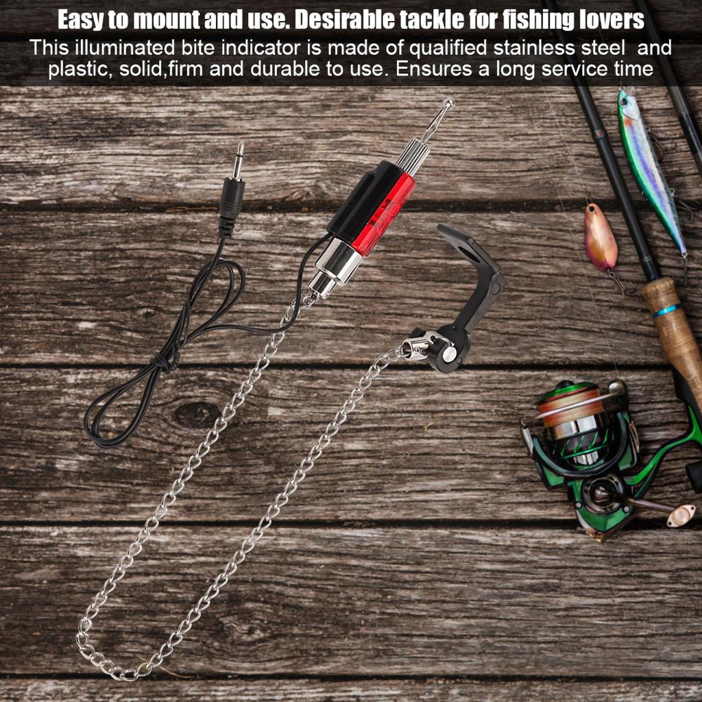 Fish Bite Alarm LED Illuminated Indicators Chain Hanger Fishing Tool Tackle Accessory Red