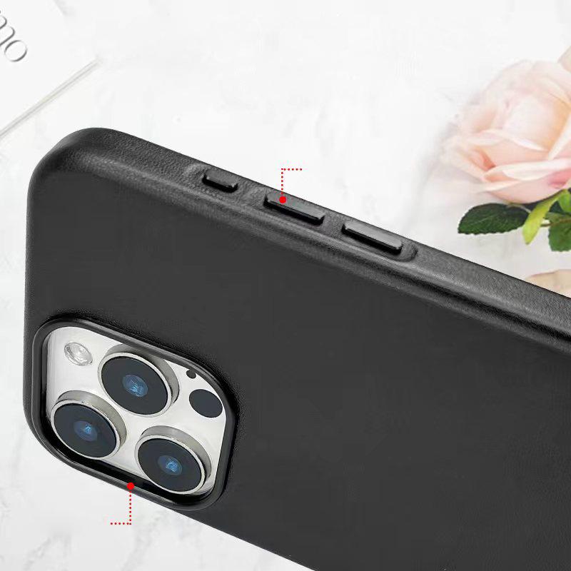 Magnetic Leather Black Matte Case For Magsafe Mag Safe iPhone 16 Pro Max 15 Plus 14 13 12 11 iPhone16 16Plus 16Pro 15Pro 14Pro Phone Cover Accessories