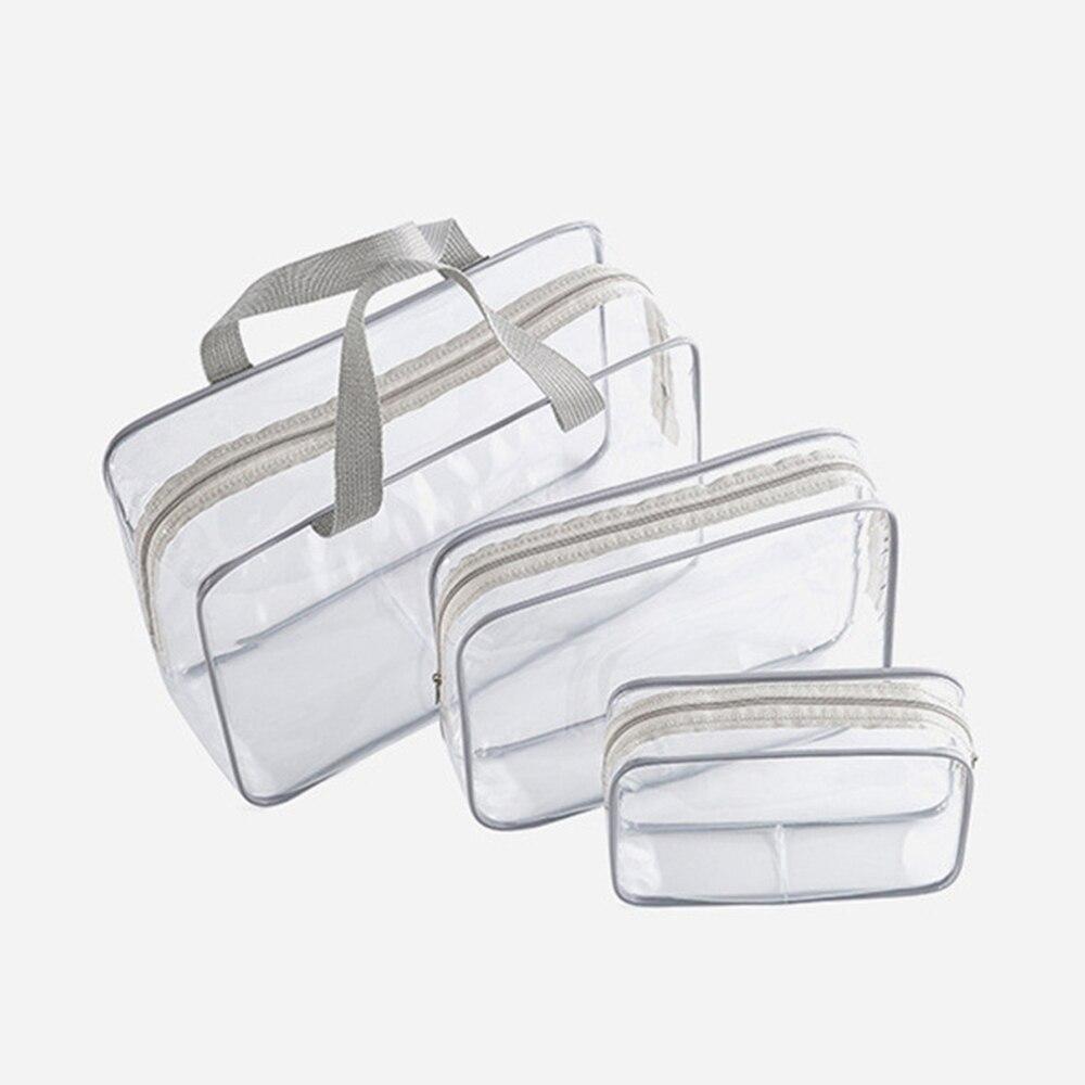 1 Stück Transparente Kosmetiktasche PVC Waschtasche Reise-Aufbewahrungstasche Wasserdicht Große Kapazität Handgefertigt Kosmetiktasche Reise Stora