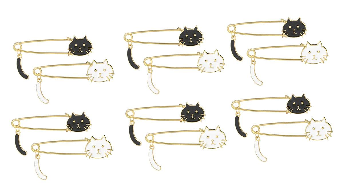 

Милая брошь-булавка с белым и черным котом 1 дюжина булавок-брошей, аксессуары для котят, детали для рукоделия ручной работы, хвост