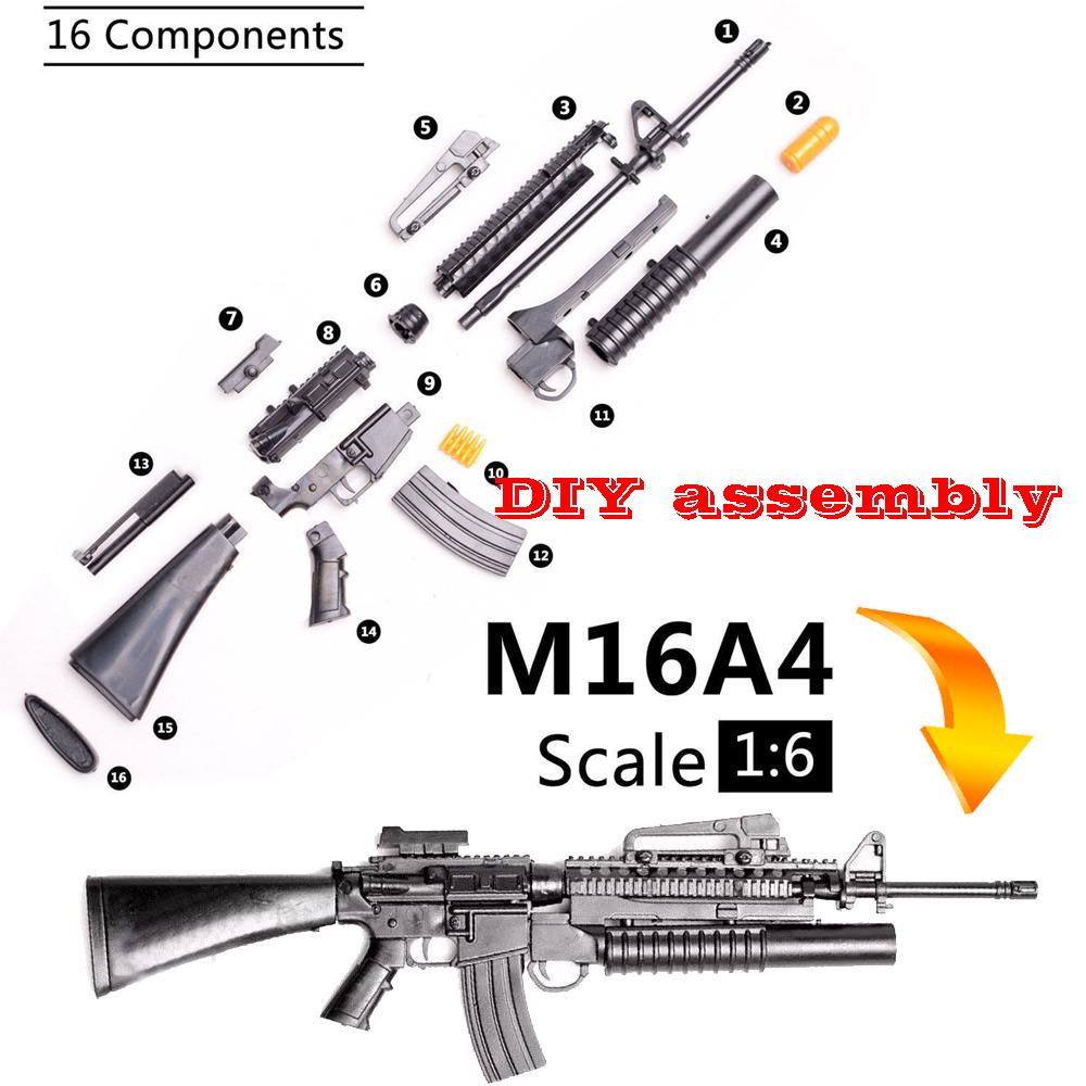 1:6 Scale Toy Mini Gun Model M134 MG42 AK47 98K Rifle Puzzles Building Bricks Assembly Scene Sandpan Game Toy