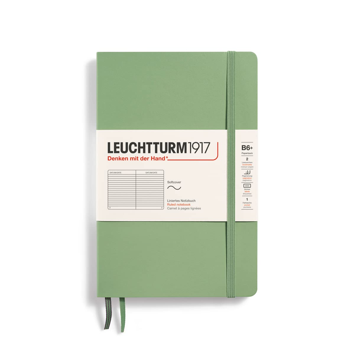 Leuchtturm Горизонтальный Мягкий Официально Импортированный Блокнот, B6, В Линейку, Обложка, Шалфей, 363933,