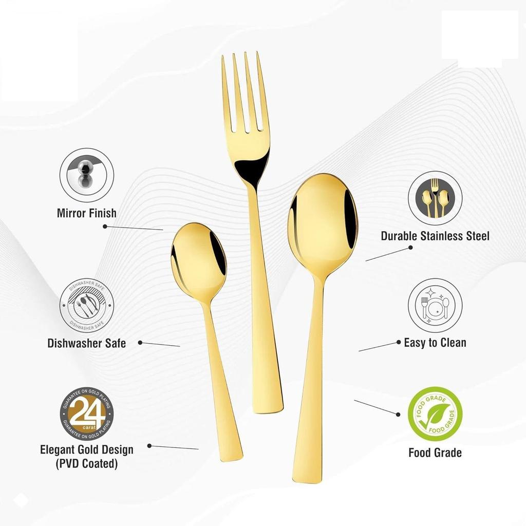 18 Piece Stainless Steel Cutlery Set with Leatherette Box (6 Dinner Spoon, 6 Dinner Fork & 6 Teaspoon)