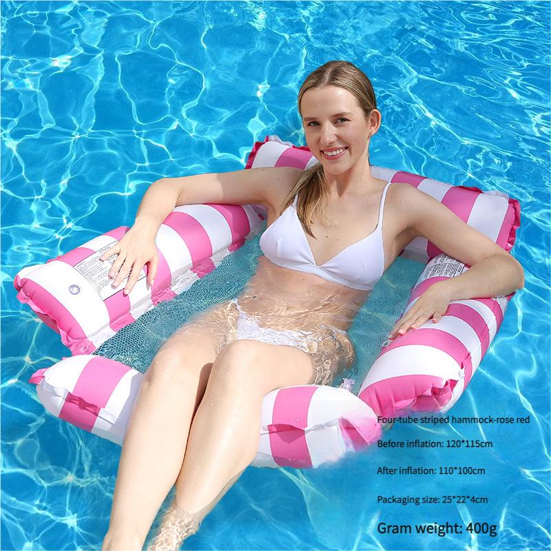 Inflatable Pool Floats Foldable Water Floating Mat Tangle-Free Design PVC Airbed for Swimming Relaxation Single Bed Tanning Chair with Pump