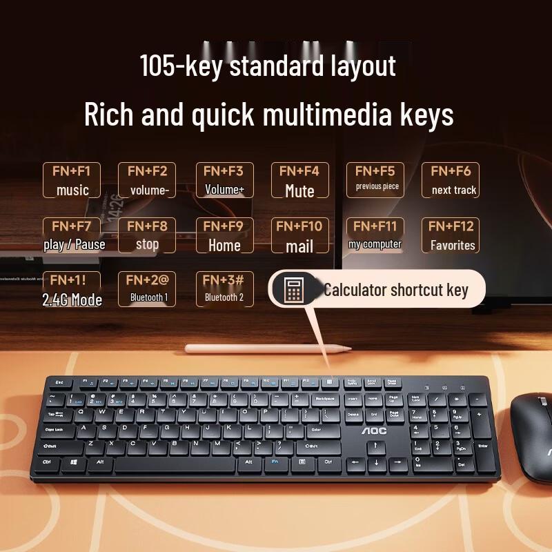AOC KM500 Wireless Bluetooth Keyboard Mouse Combo
