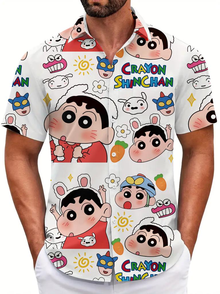 Summer Short Sleeve Flower Shirt Men'S Beach Large Size Casual 3D Digital Printing Men'S Shirt Tide