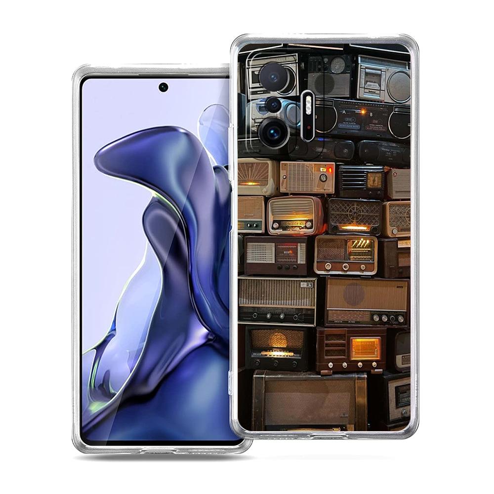 Transparent Phone Case for Xiaomi Mi 14 13 12 11 Ultra 13T 12T 11T Poco X3 NFC F3 F6 Pro 5G Soft TPU Retro Radio Graphic Pattern